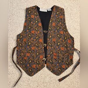 Passports of Pier 1 Imports Beaded Paisley VINTAGE Vest in Rich Colors w Toggles
